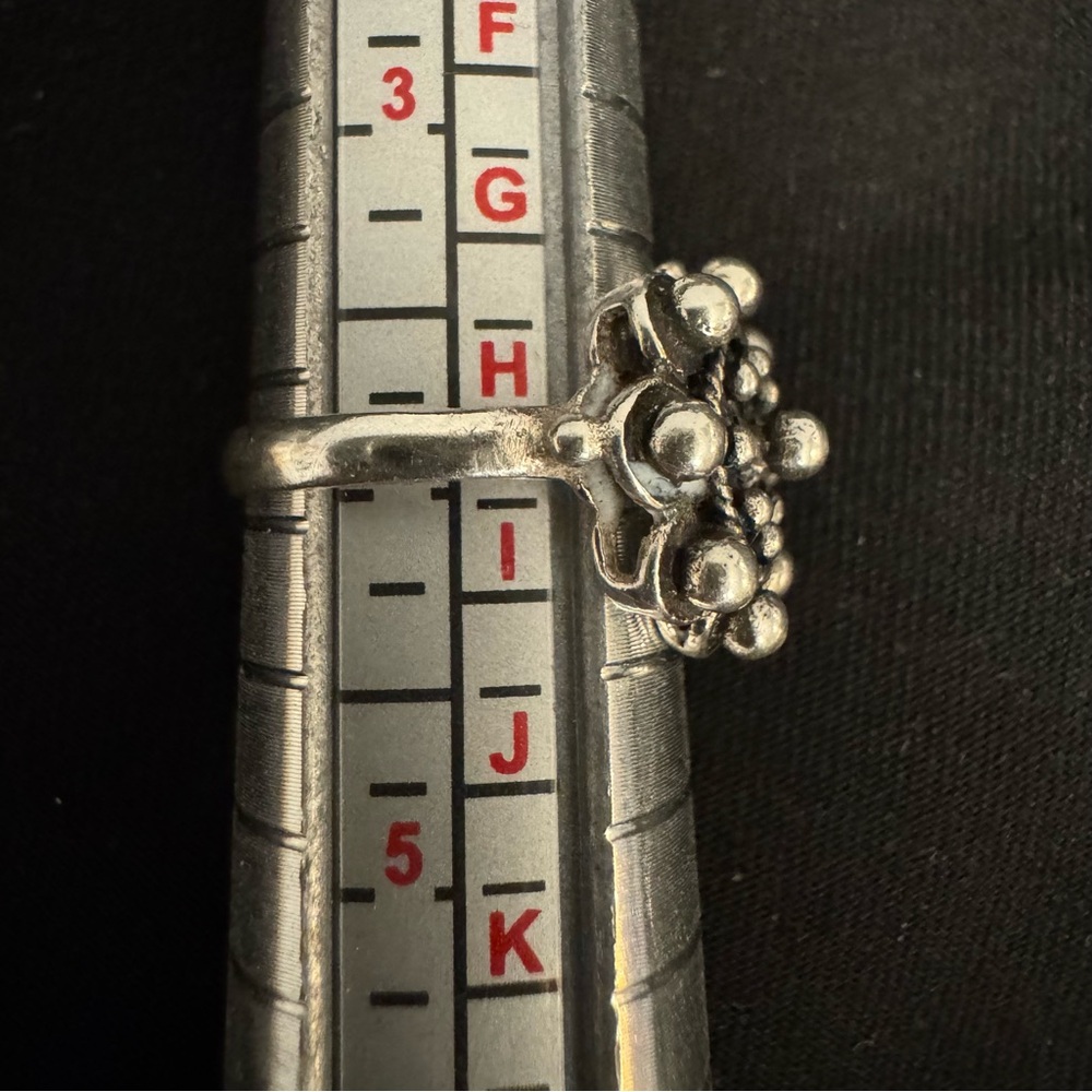 Vintage 980 Mexican Silver Sunburst Granulated Ring - Size 4 - Handmade - Picture 7 of 8